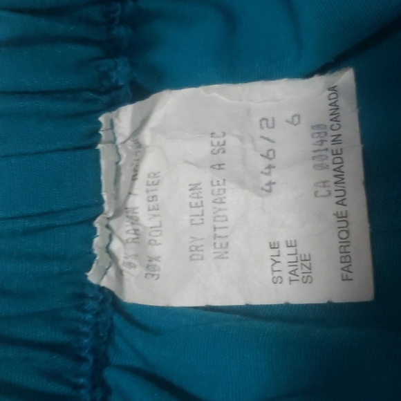 Vintage 80/90s women's 2pc skirt set medium turquoise - Picture 3 of 9